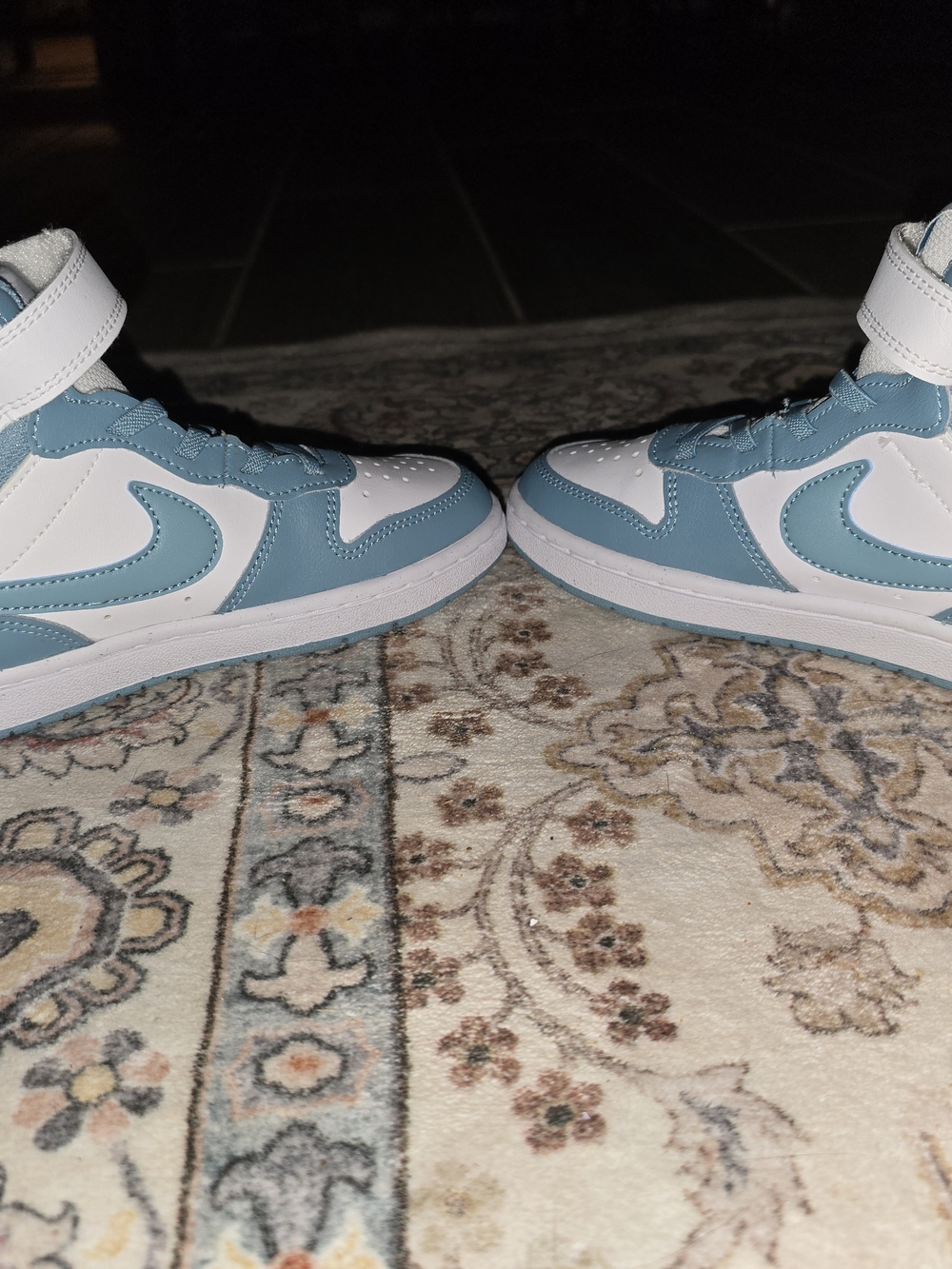 Kids' Court Borough Mid 2  High-Top Sneakers in Light Blue and White - Picture 6 of 9